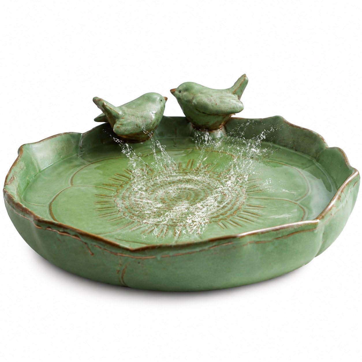 Bird Bath For Garden, 9.45 inches Ceramic Bird Feeders, Drinker Seed Bowl for Outdoor Gardens, Bird Pool for Wild Birds, Water Bath for Garden Patio Balcony