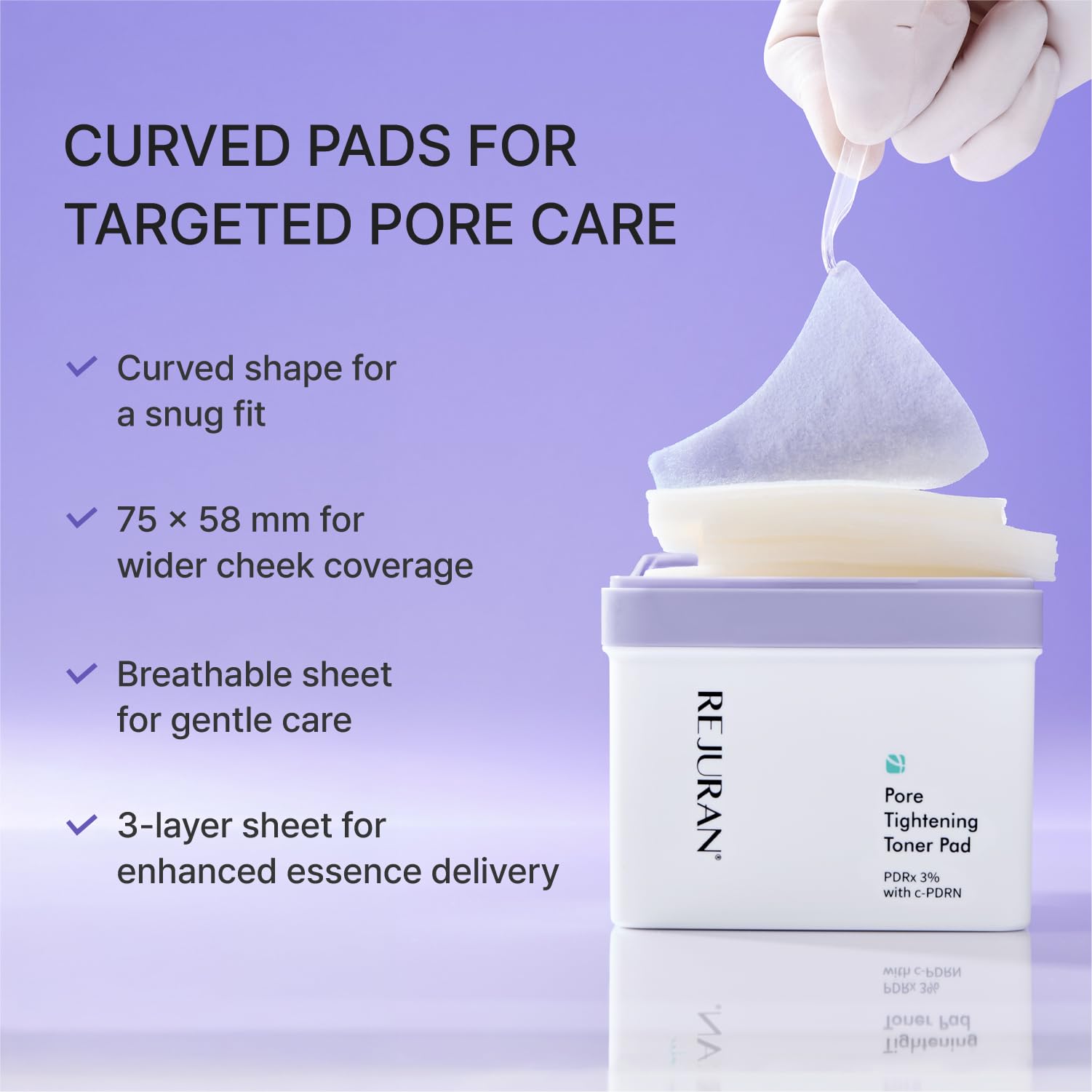 REJURAN Disques Toniques Resserrant Les Pores, Pdrx 3% Avec Dot C Pdrn. Disques Nettoyants Et Rafraîchissants Pour Les Pores, Pour Une Peau Équilibrée, 60 Disques (1 Paquet) Nerpad