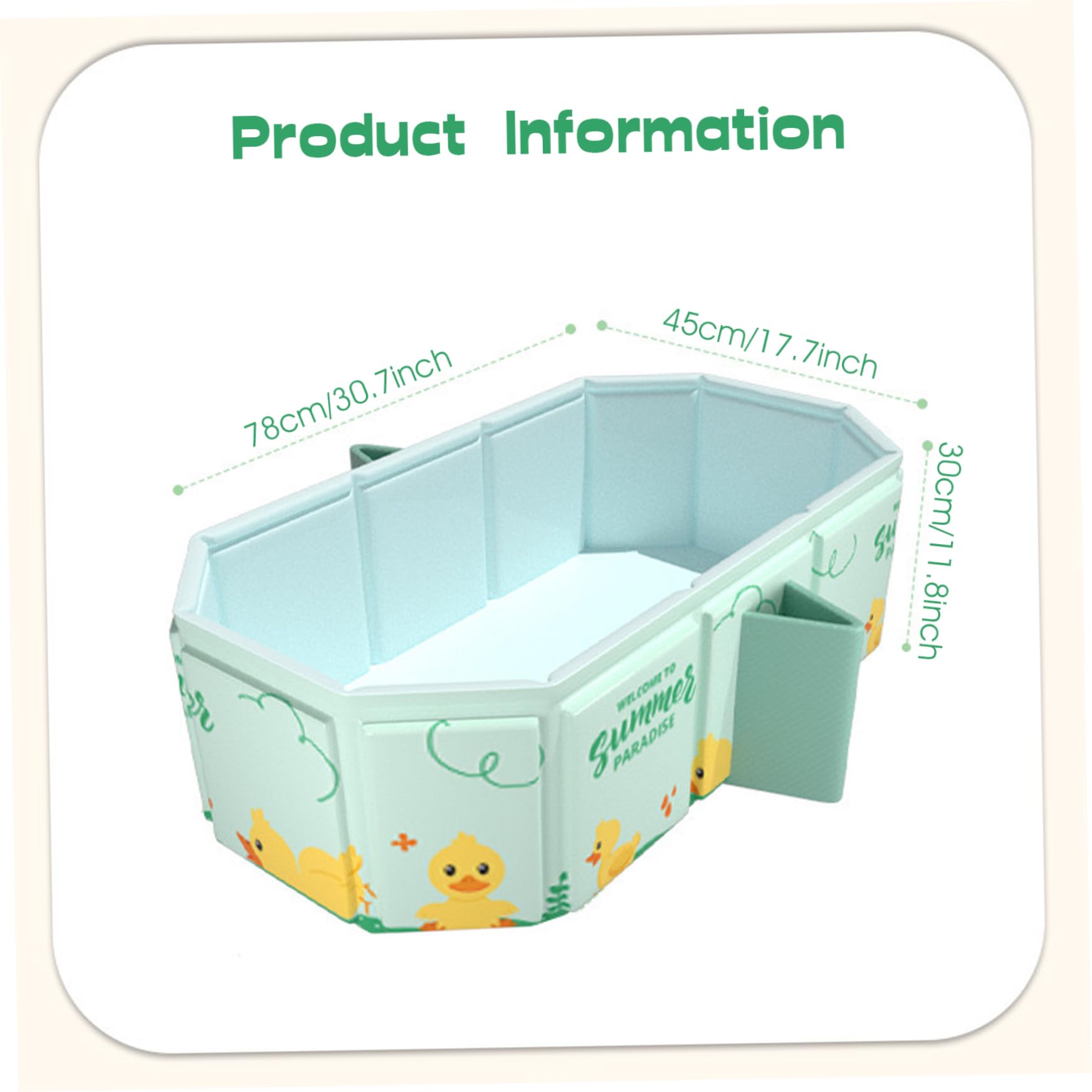 Bañera plegable para bebés 30.7x17.7x11.8 pulgadas de bañera de bebé plegable con doble desagüe y soporte de pies de plástico portátil para niños de 0 a 8 años