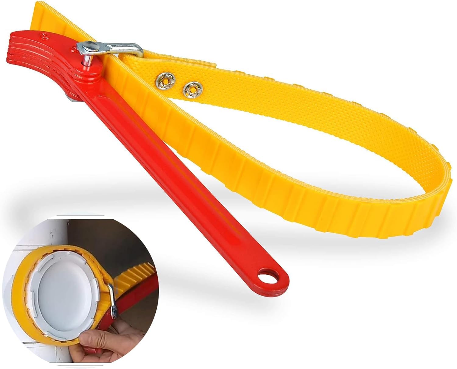 Khazna Adjustable Strap Wrench, 8.5-inch Multi-Purpose Belt Strap Wrench Plumbing Steel Handle, Oil Filter Opener Wrench for Opening Filter and Pipe