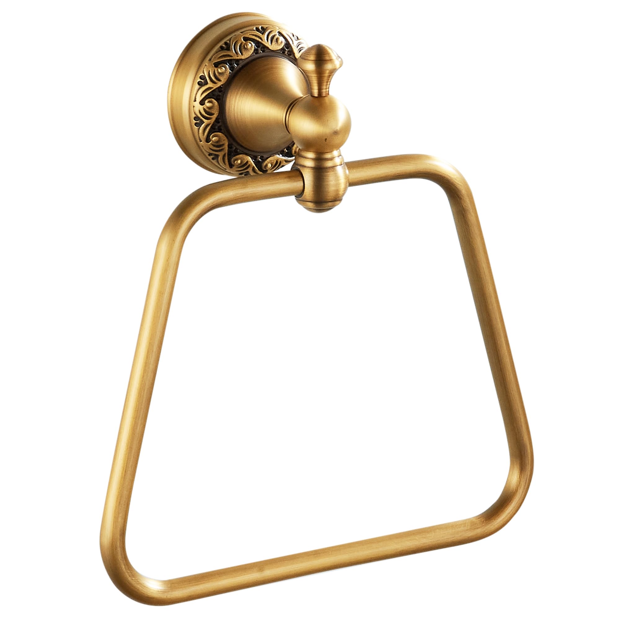 Peonybath Antique Bronze Trapezoid Brass Hand Towel Rail Holder, Bathroom Hardware Accessories, Pattern Carving Design