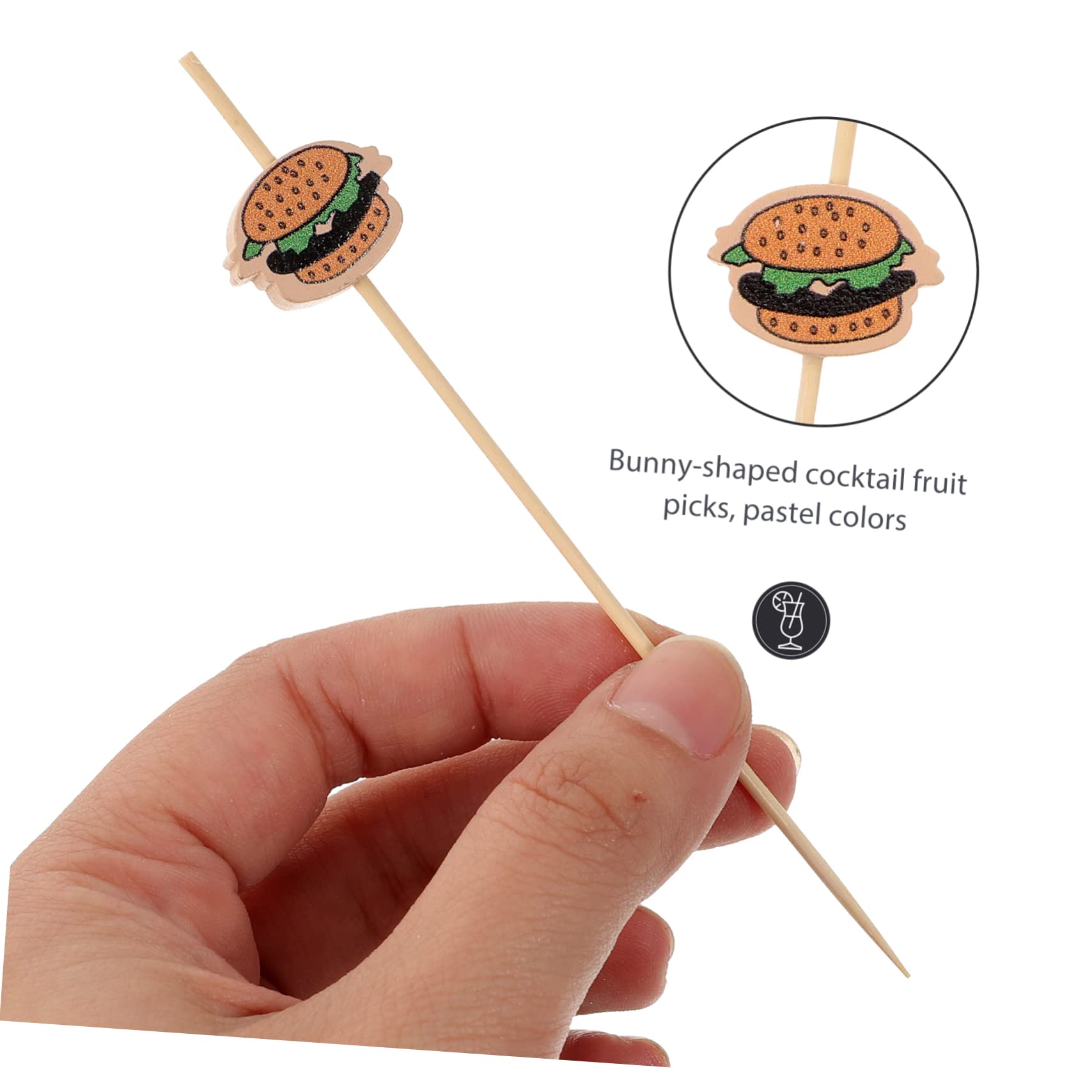 ハンバーガーモチーフ　フルーツピック　フォーク Amazon | STOBAZA 100個 竹製 バーガーピック 多機能フルーツピック