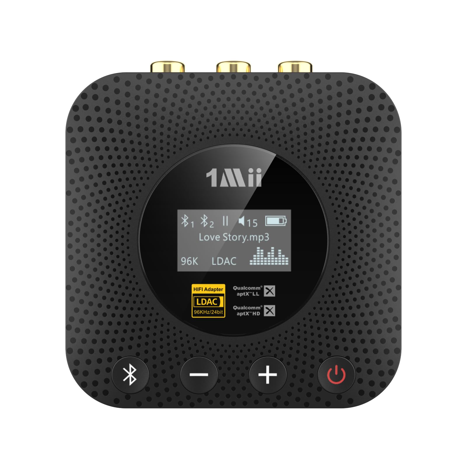 1Mii B06HD+ Hi-Res Bluetooth 5.1 Music Receiver for Home Stereo w/LDAC, Hi-Fi Bluetooth Adapter w/Audiophile DAC aptX HD Volume Control OLED Display, Wireless Audio Adapter for AV Receiver/Amplifier