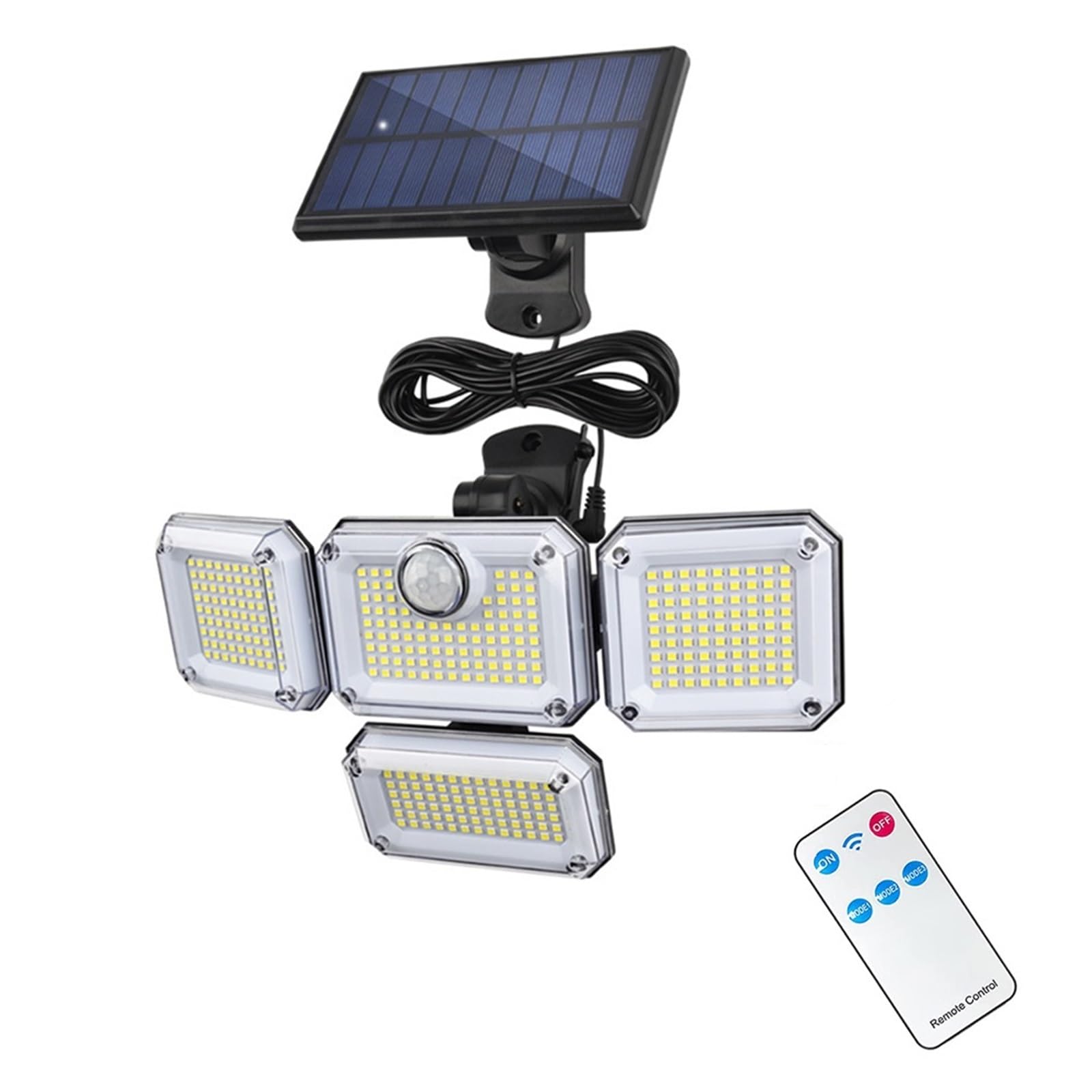 Focos solares LED 333 Luces Solares LED Sensor De Movimiento Al Aire Libre Inducción Humana Cabeza Ajustable IP65 Lámpara De Pared De Energía Solar Impermeable For El Jardín Del Hogar El ahorro de ene