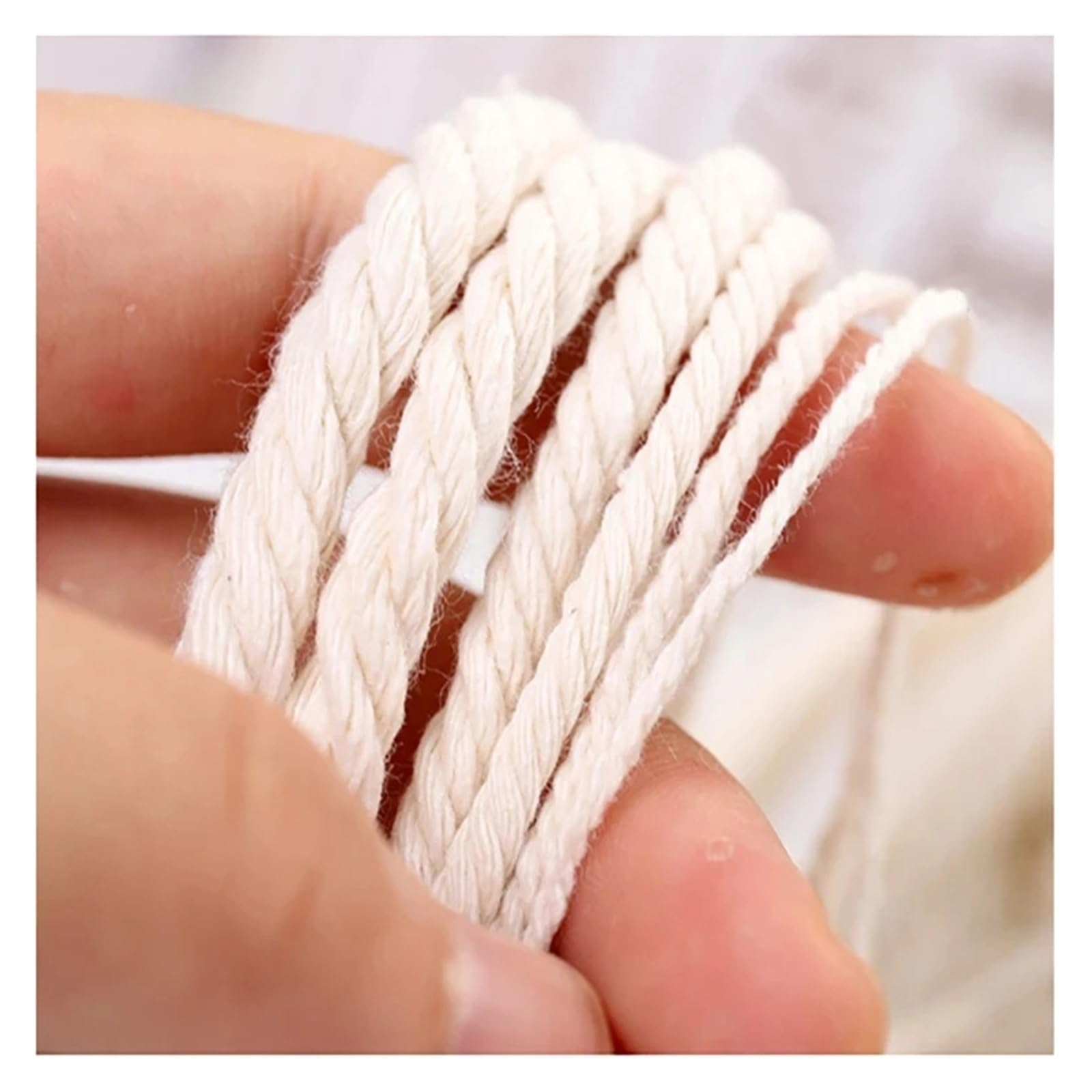 Sznurek bawełniany, Cotton Macrame Cord Braided Round 1-6mm 100-200m For DIY Crafts And Plant Hangers(2mm,200m)