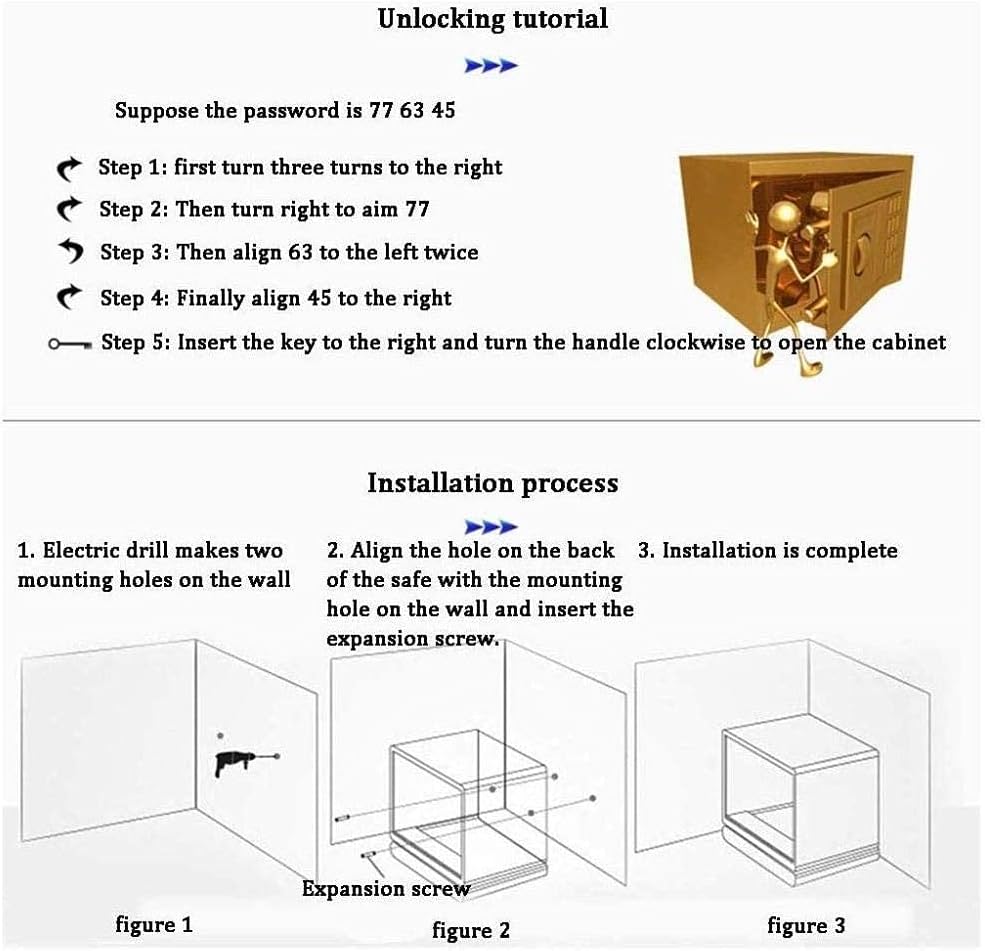 Fire Water Deposit Box for Small Safe Cabinet Safes Mechanical Lock Safe/38Cm