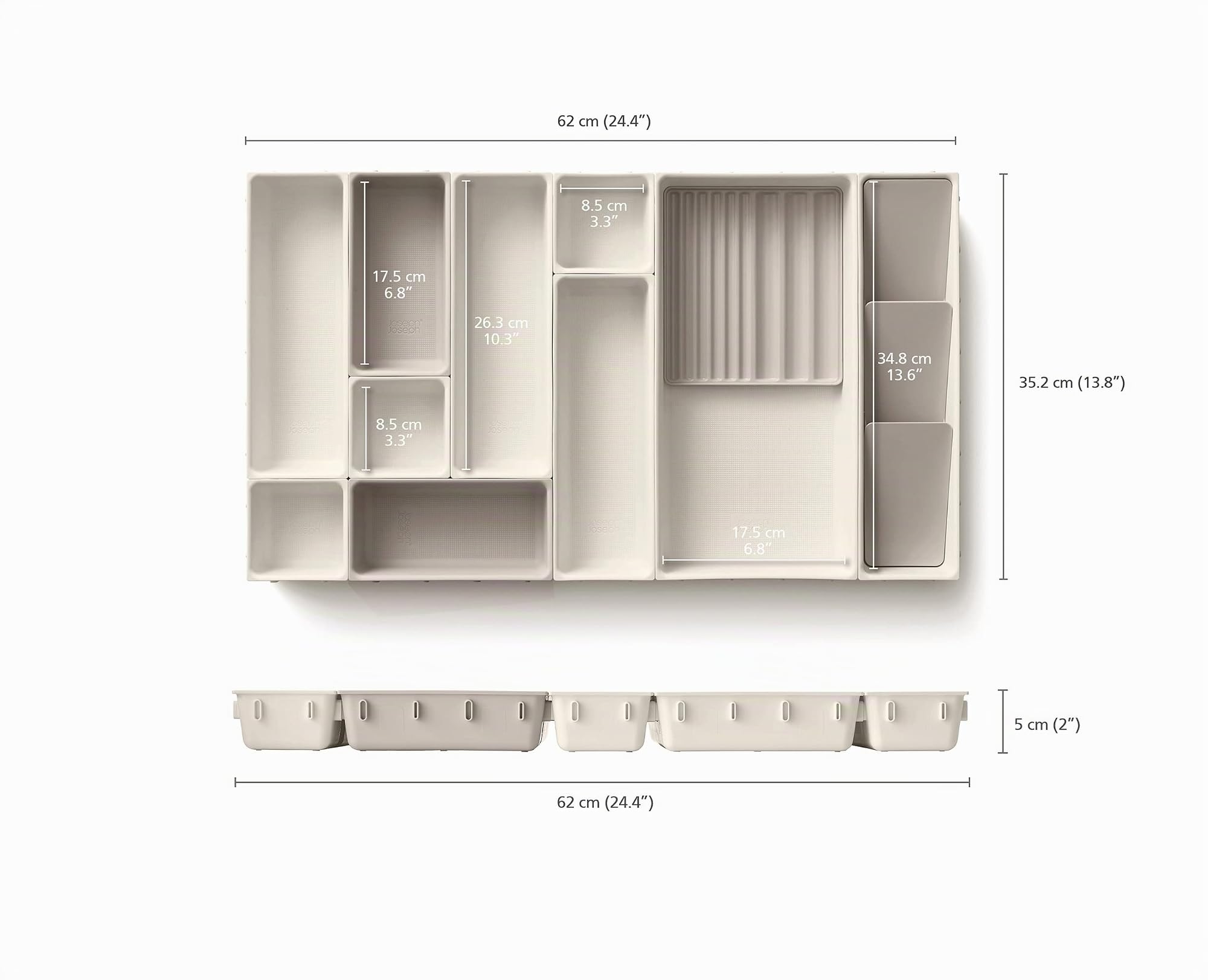 Joseph Joseph Viva - Modulares 12-teiliges Makeup-Schönheits-Schubladen-Organisationsset, Aufbewahrungsboxen mit Unterteilungen für Makeup, Kosmetikartikel, Haarschmuck