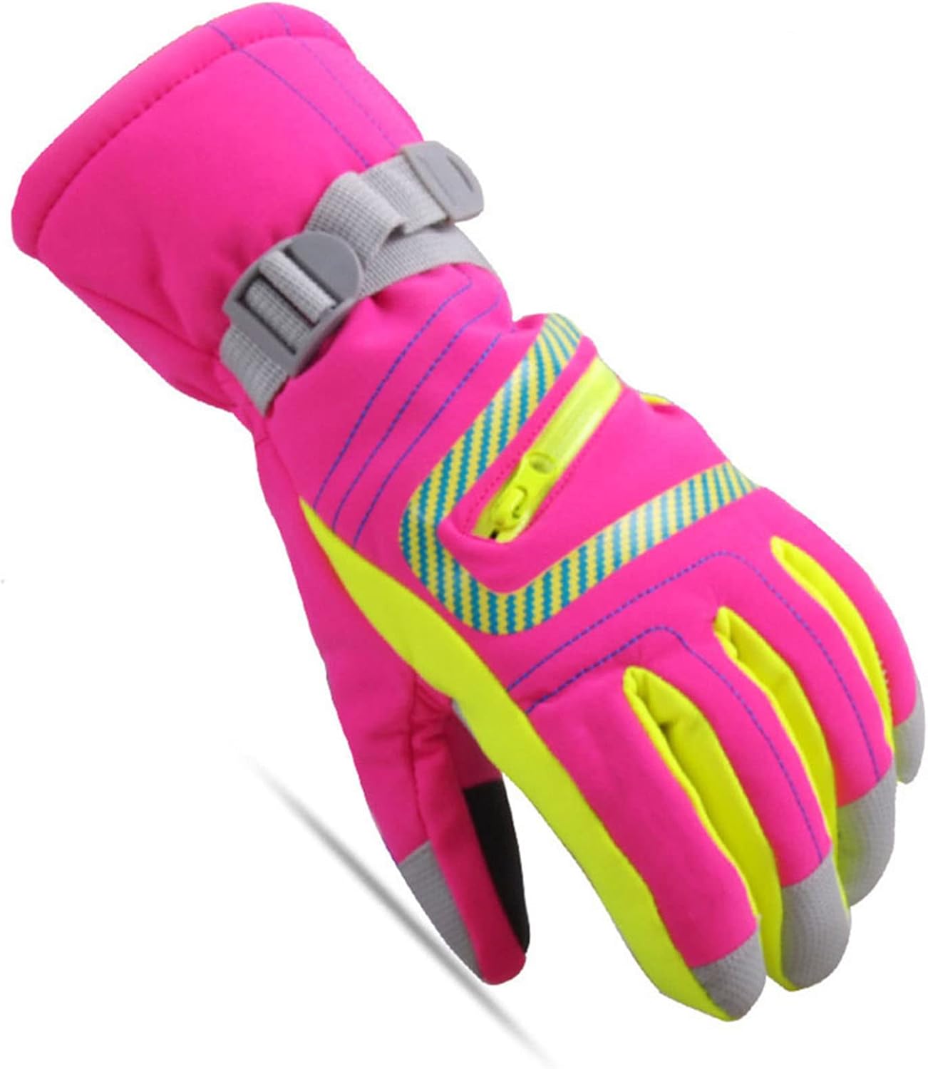 Winter Warm Snowboard Ski Gloves Waterproof Skiing Breathable Thicken Warm Snow Mittens for Mens, Womens, Kids,Pink,S(Palm8cm)