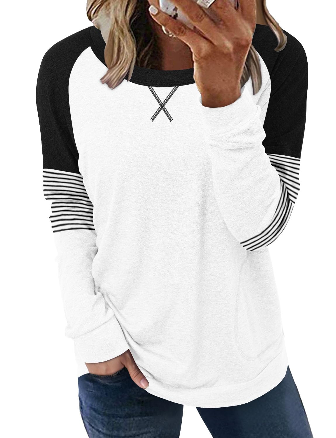 ONLYSHE Casual Crewneck Sweatshirt: Ultra Loose Fitting Long Sleeve Top