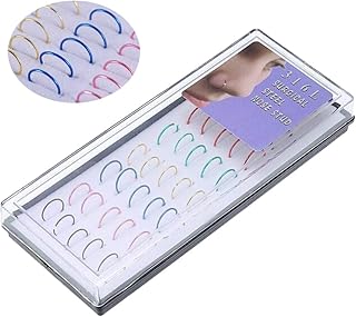 مجموعة مجوهرات مكونة من حلق للانف وحلقان لغضروف الاذن من هابي يامي، مصنوعة من الستانلس ستيل، مناسبة للنساء وللسيدات، 40 قطعة