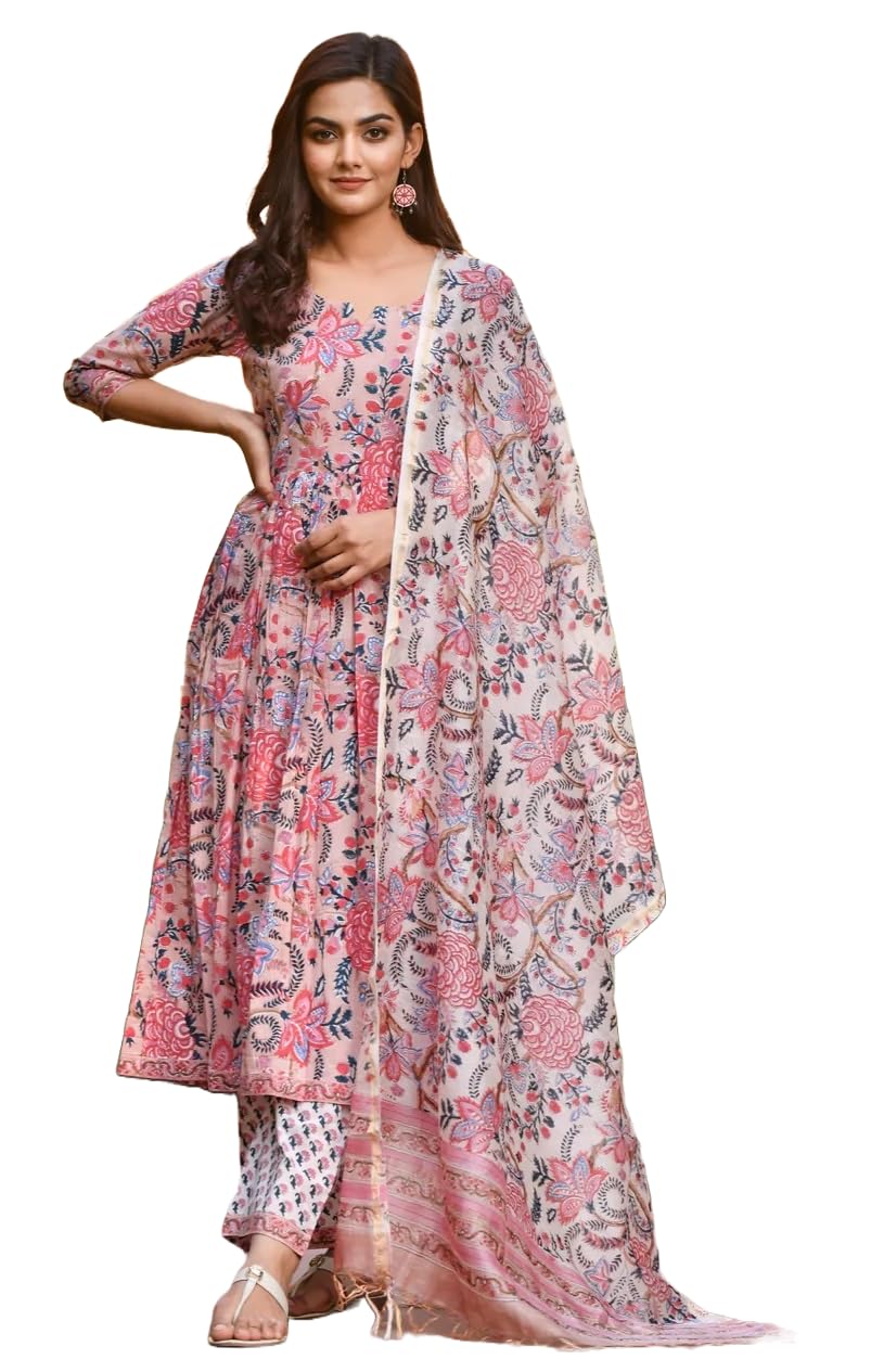 KLOSIAWomen's Viscose Floral Printed Kurta and Pant with Dupatta Set