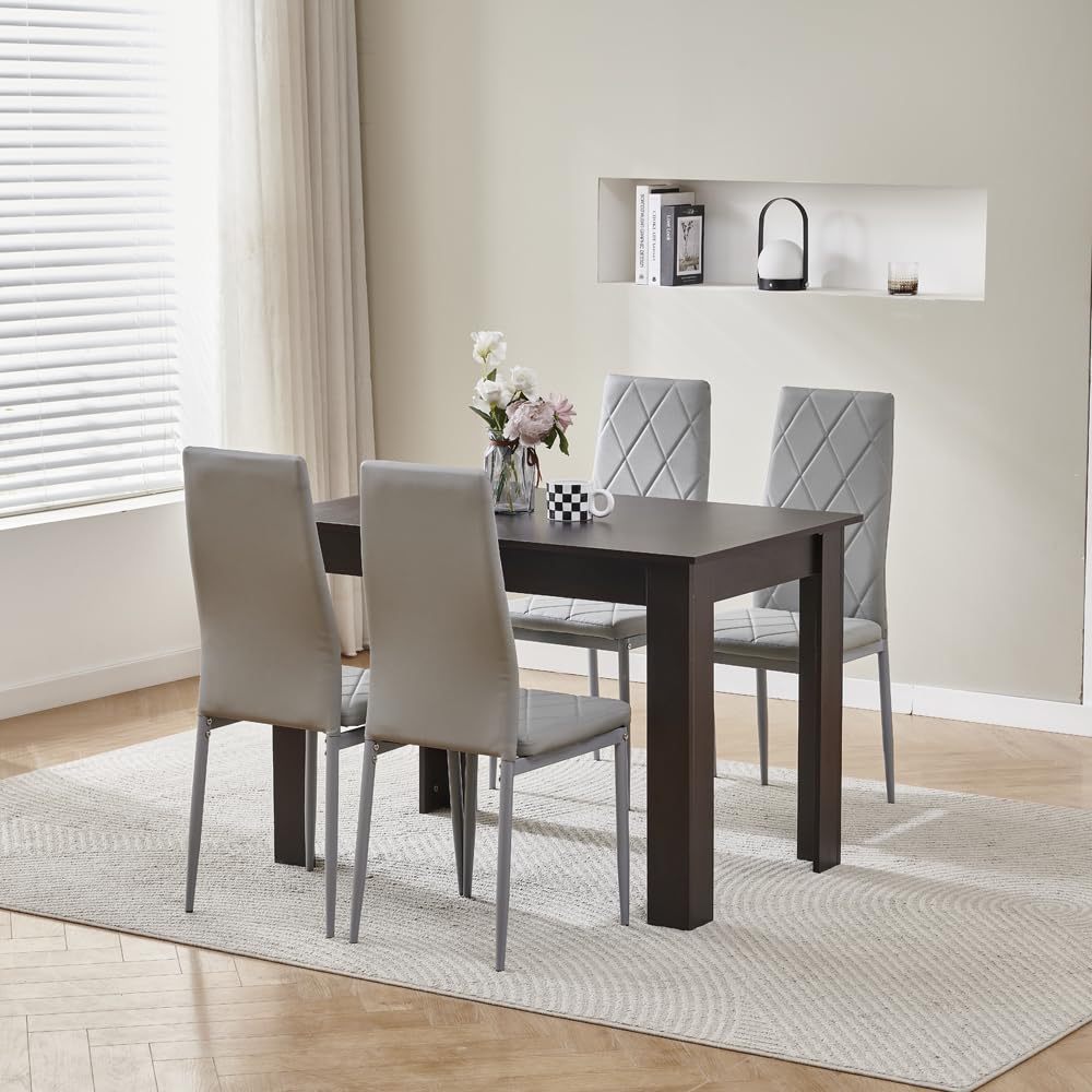 Homullel 5 Piece Dining Room Table and Chairs Set for Dining Room Kitchen Modern Wooden Dining Table with 4 Chairs for Family Dinner Set Space Saving - Image 4