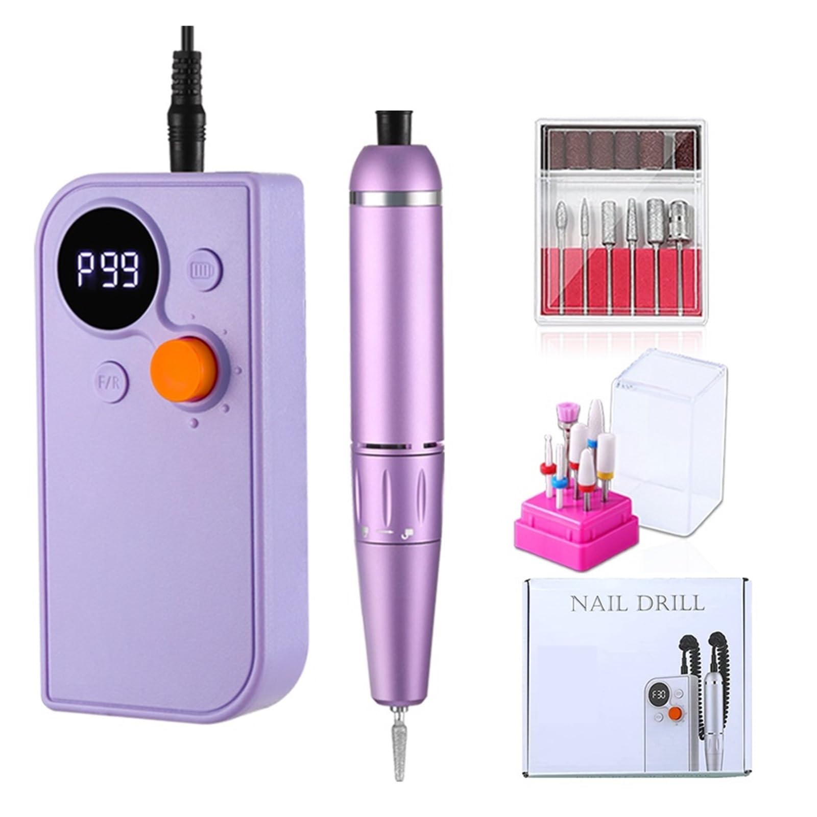 Levigatrice per Unghie Ricaricabile Trapano per Unghie 30000 Giri/min Macchina per Manicure Portatile per Smalto Gel Rimuovi con Funzione di Pausa Strumento per Nail Art