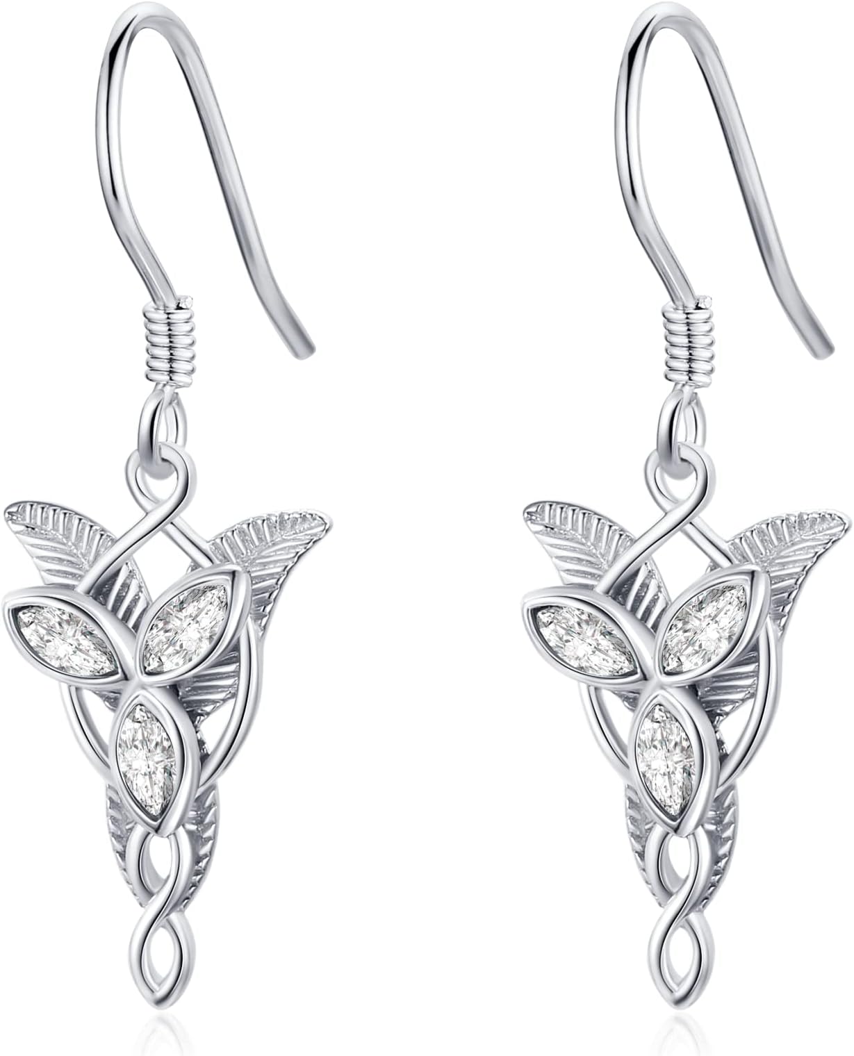 S925 Sterling Silver Arwen Evenstar Drop Earrings Hobbit Jewelry Gifts for Women Men