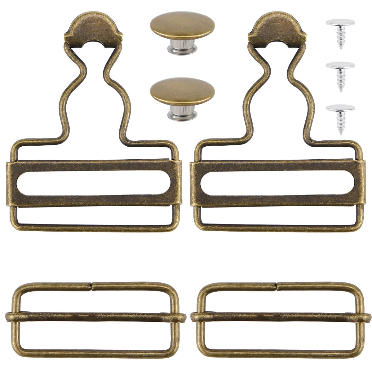 FERCAISH 2 Sets of Dungarees Clips Replacement, Metal Dungarees Buckles with Sliding Buckle