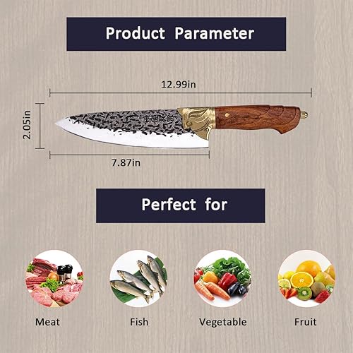 Miniatura 2 de Cuchillo de deshuesar, cuchillo de filete forjado a mano, cuchillo curvado de 5.5 pulgadas con mango de palisandro, cuchillos de chef multiusos para