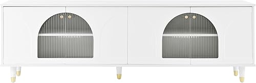 Miniatura 17 de LUMISOL Soporte de TV moderno para TV de 75 pulgadas + consola de TV con armarios de puerta de cristal, centro de entretenimiento de madera con