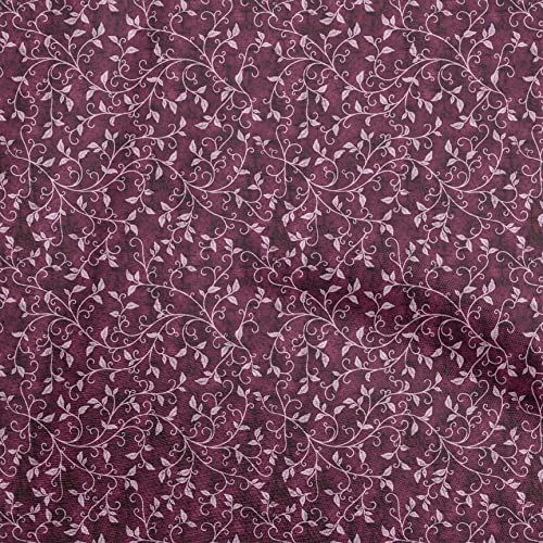 oneOone Velvet Dark Magenta Fabric Asian Leaf DIY Clothing Quilting Fabric Print Fabric By Yard 58 Inch Wide