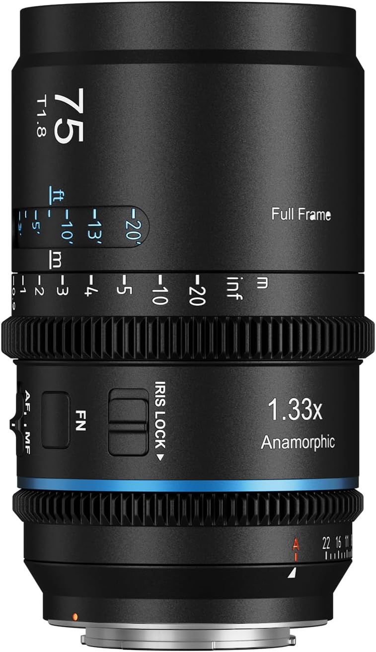 SIRUI Astra 75mm 1.33X Autofocus Full Frame Anamorphic Cine Lens for Lumix DC Series FPL Leica SL Series L-Mount (Blue Flare)
