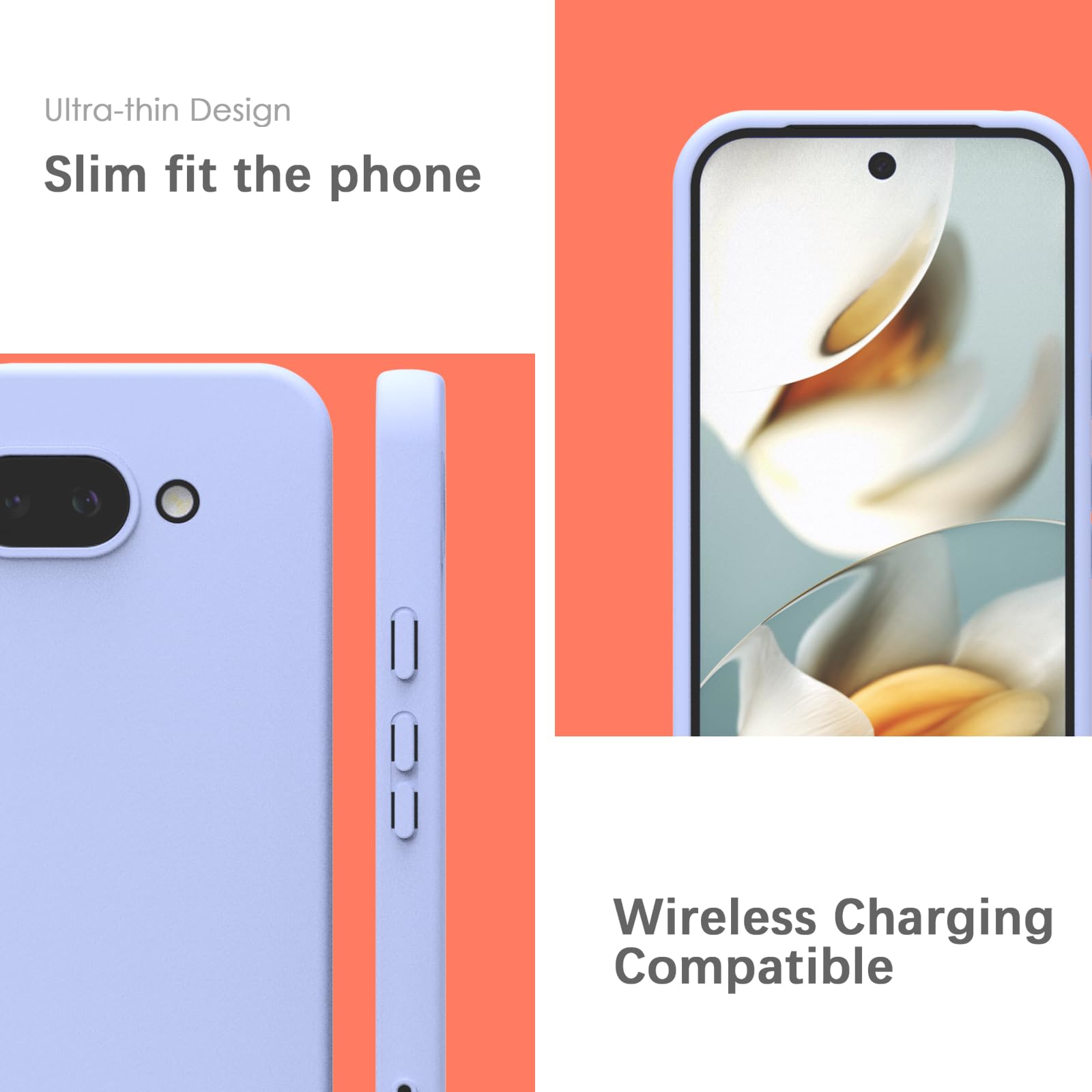 YATWIN Silicone Back Case for Pixel 9A, Soft-Touch Phone Back Cover for Pixel 9A - Lilac — Amazon image 5
