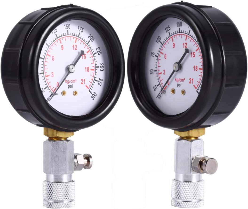 ThreeH 8 Pcs Gasoline Engine Compression Tester Petrol Gas Engine Cylinder Automobile Pressure Gauge Tester Automotive Test Kit MA02A