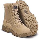 Mens MIG side zip & lace up Army Tactical Combat Boots (Sand, UK11)