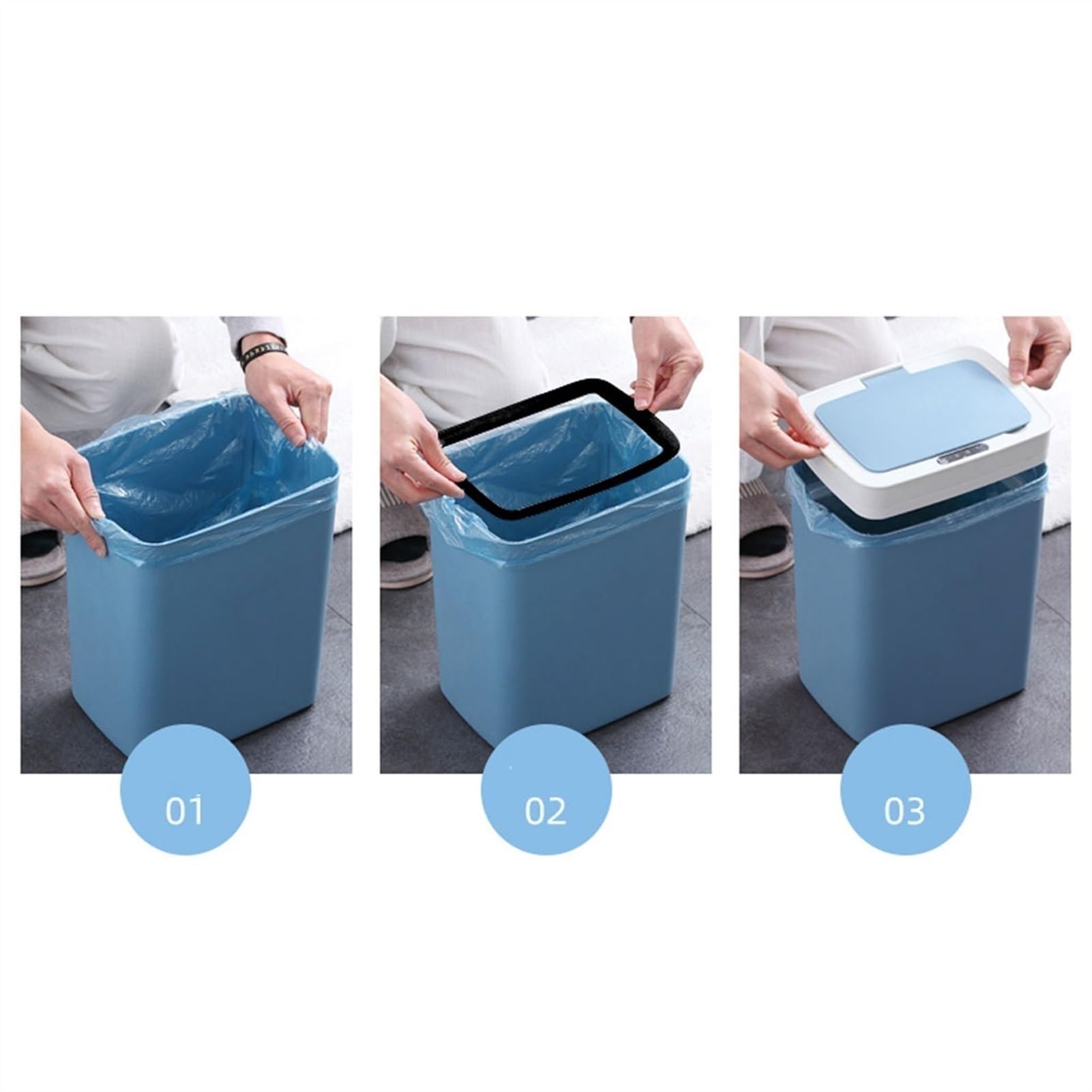 Papeleras para Cocina Pattumiera Automatica da 14 Litri for Uso Domestico, Bagno, Cucina, Cestino for Carta igienica, con Coperchio Cestino(C)