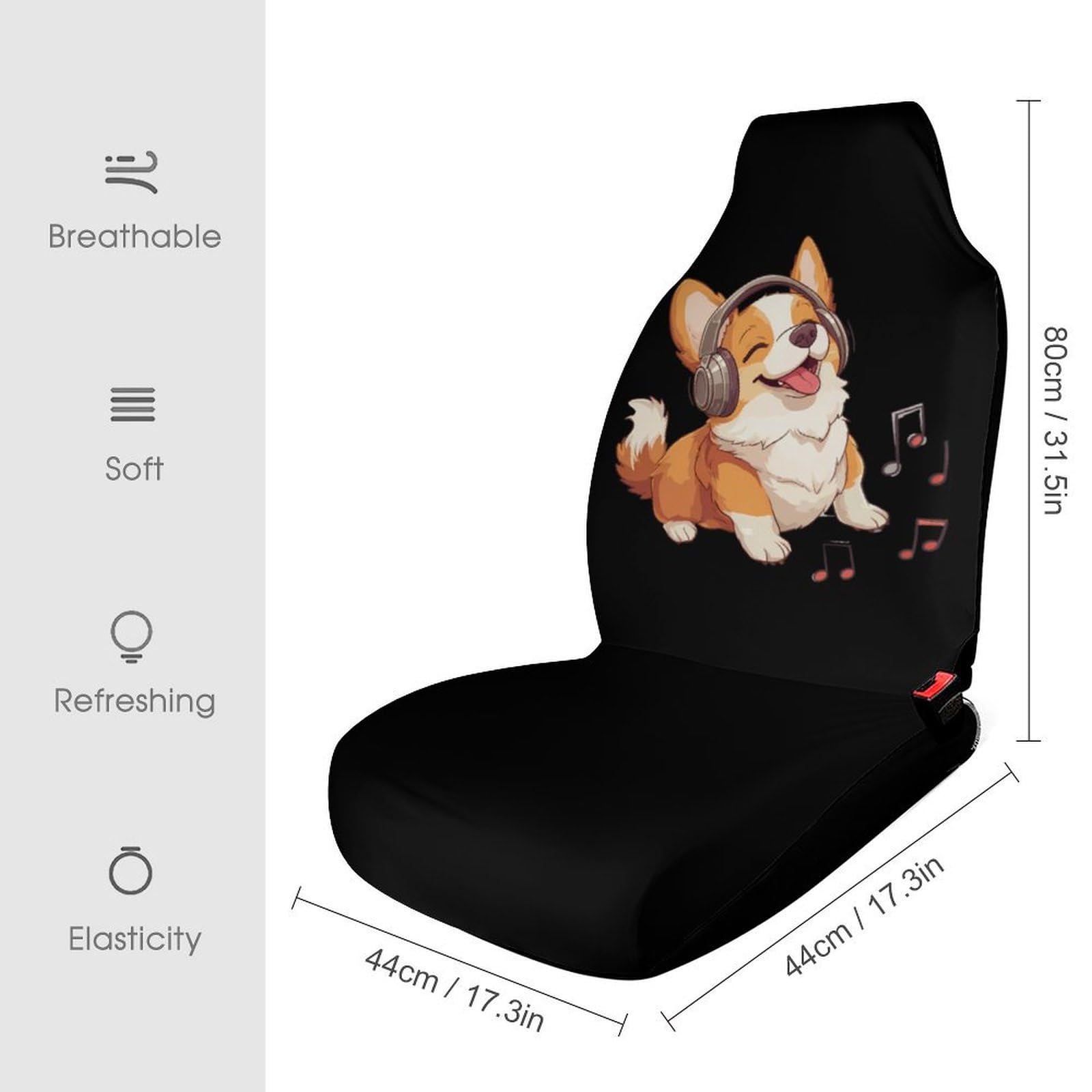 Music Corigi Dog Car Seat Covers Universal Car Front Seats Protector Auto Interior Accessories 1PCS