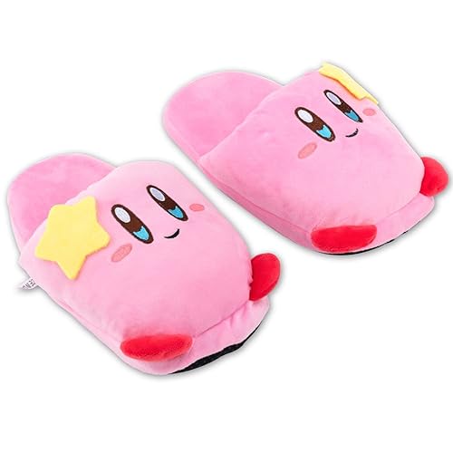 Glopastel Pink Puff Ball Slipper | Cute Anime Video Game Smash Star Allies Forgotten Land | Plush Pastel Fuzzy Slip On House Shoes One Size Adult Women Medium