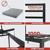 Vista 5 de Golden Gate Beds, base de cama de metal, base de colchón resistente con espacio de almacenamiento, no necesita somier, marco resistente, fácil
