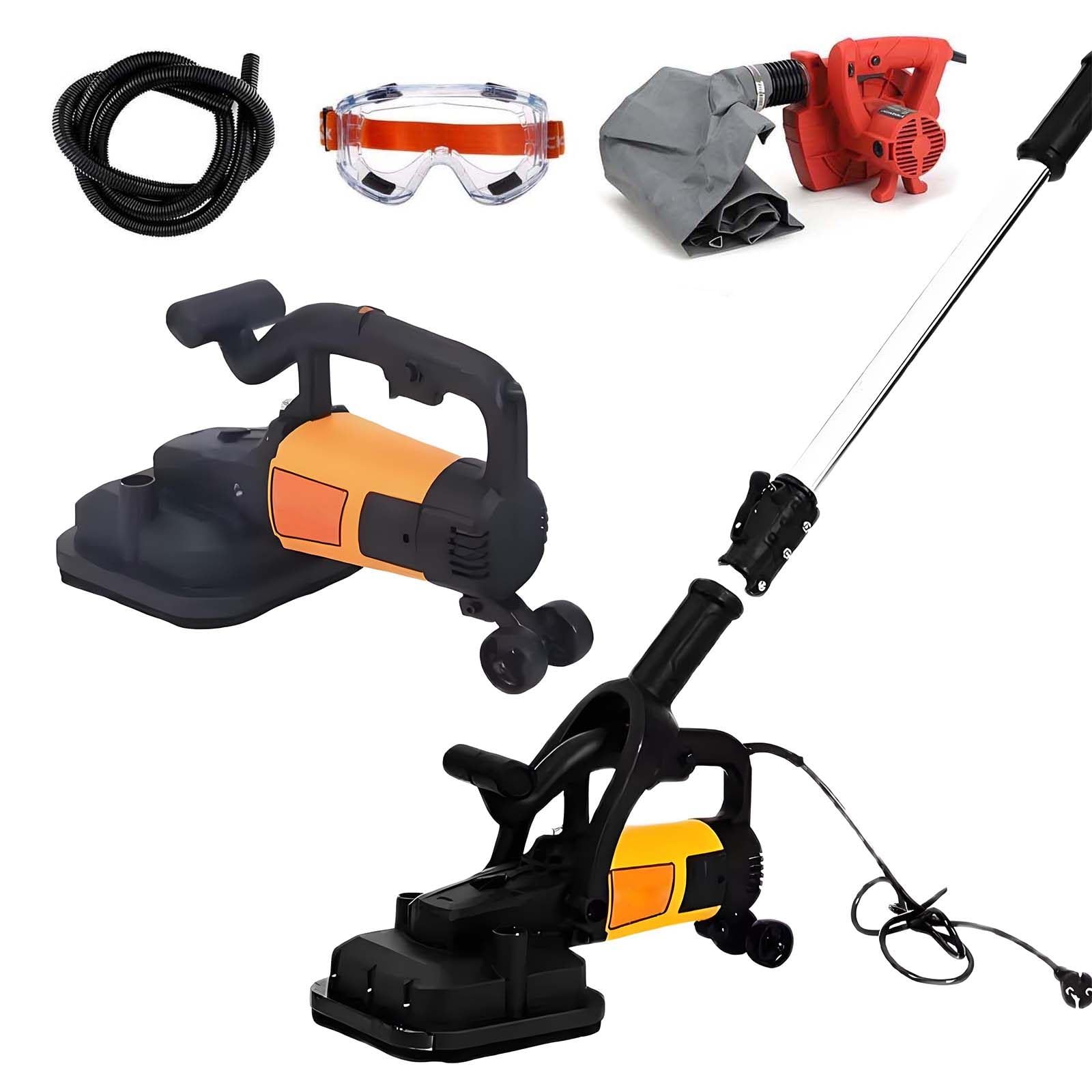 Ponceuse à PlâTre 9 Pouces (23 Cm), 3 800 W, 6 Vitesses (0-3 000 TR/Min), Aspiration IntéGréE, Perche DéTachable pour Une Utilisation au Plafond ou à la Main, TêTe à 90°