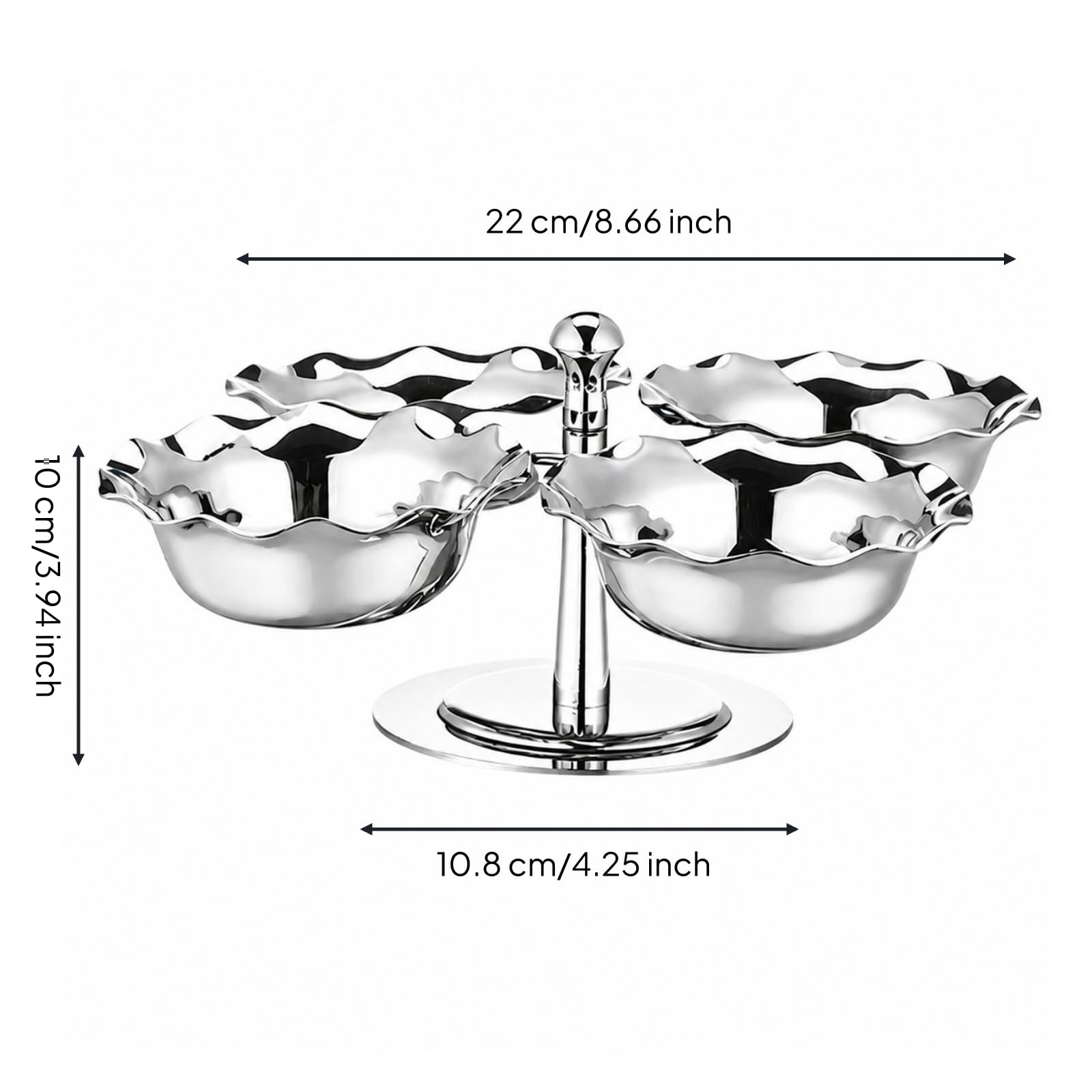 Qianly Soporte Giratorio Postres Acero Inoxidable con Cuatro Recipientes Elegante Banja Postre con Patas corativo Banja Patas para Cafés ,