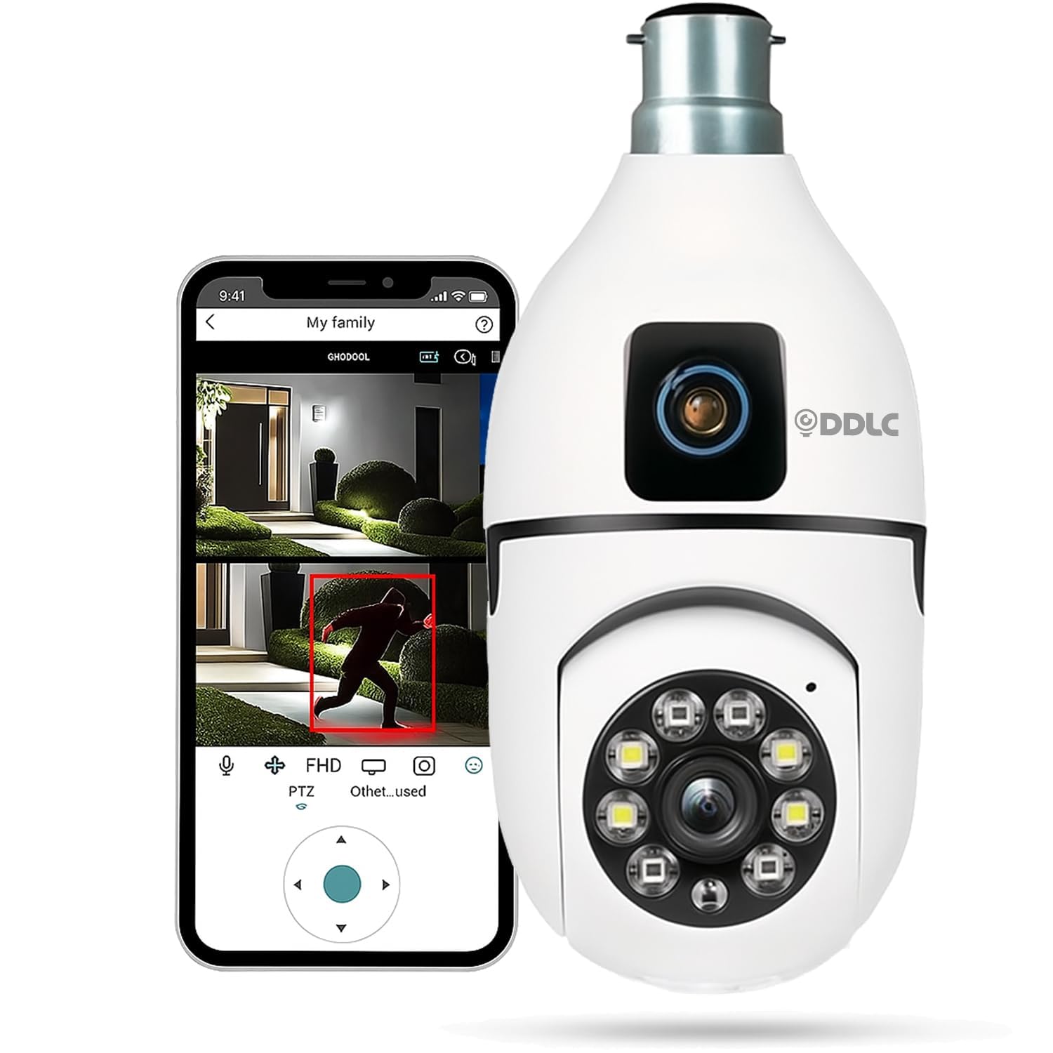 DDLC 4MP/8MP Dual Lens WiFi CCTV Camera for Home Indoor | 360° Pan Tilt | Night Vision | Motion Detection | Two Way Audio | Wireless Security Camera with Mobile App V380 Pro (Dual Lens Light Camera)-picture-17
