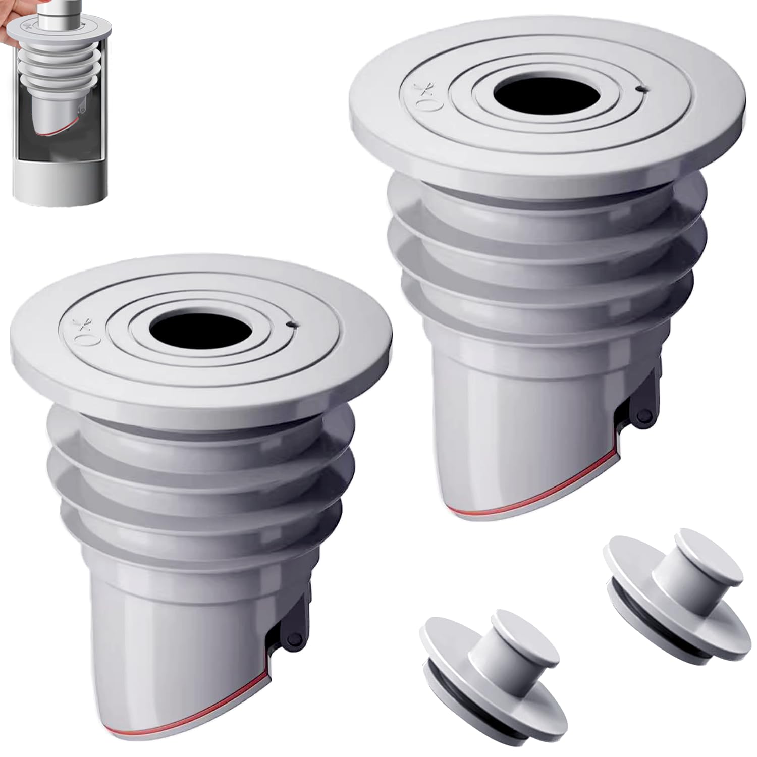 2Pcs Washing Machine Drain Hose Seal, Arshany Silicone Anti-Odor Sewer Pipe Seal Ring Sealing Cover, Backflow Preventer One Way Drain Valve for Kitchen Sink Washing Machine (S (35 to 40mm)), Gray