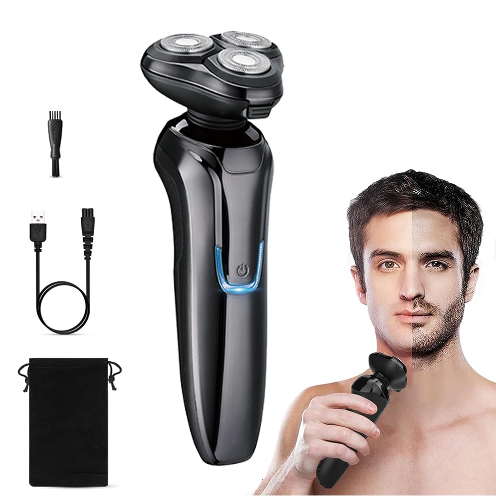 MIKUER Electric Razor for Men Electric Face Shavers Rechargeable Shaving Men's Cordless Razors IPX7 Waterproof Wet Dry Rotary Shavers Beard Mustache Trimmer USB Charging