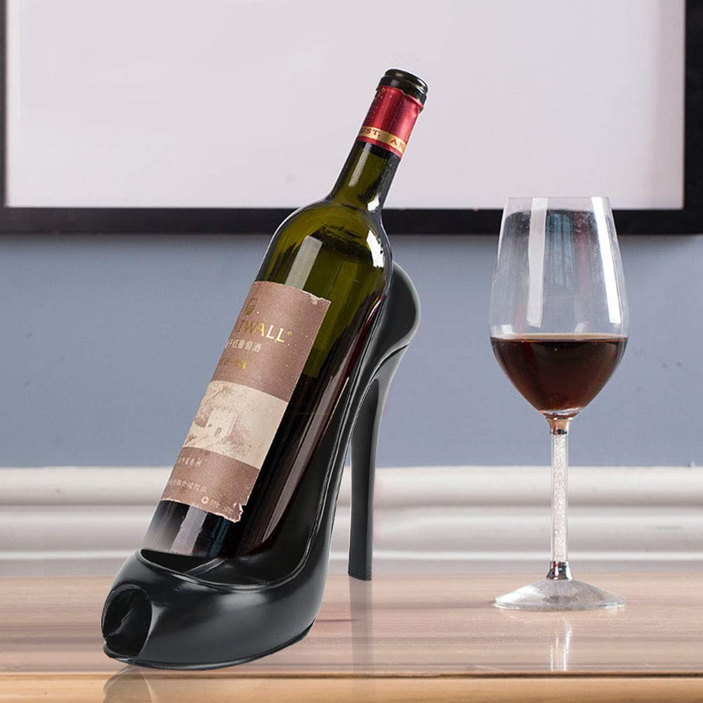 Tissting Porte-Bouteilles à Talons Hauts 22 cm/8.7 Pouces Noir Support de Vin - Support de Vin Autoportant pour Maison Salon Bar Décoration Unique Cadeau Créatif