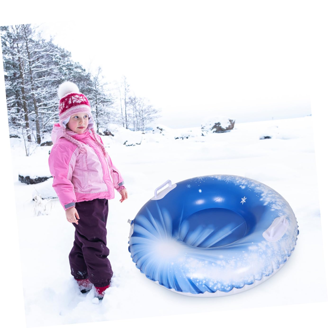 Tubo Gonfiabile da Neve in Pvc, Rotondo, con Maniglie | Sport Invernali All'aperto, Leggero e Portatile, Pensato per Bambini e Ragazzi