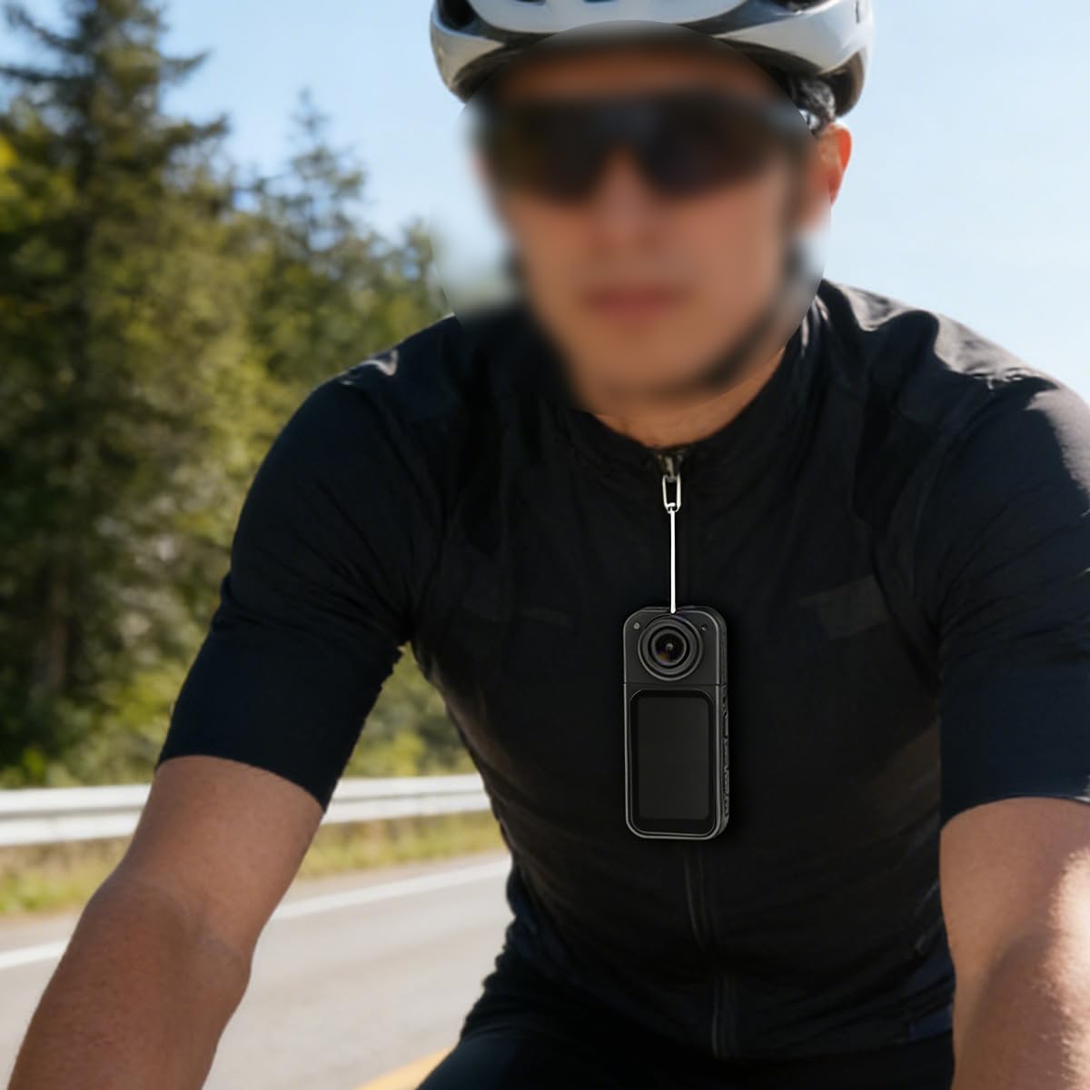 Alide Kamera sportowa S70 Mini (czarna) – 2,7K HD, obiektyw obrotowy 180°, ekran 1,47 cala, magnetyczny pasek na rękę + karta SD 64 GB, kamera kieszonkowa do vlogowania, jazdy na rowerze i podróży