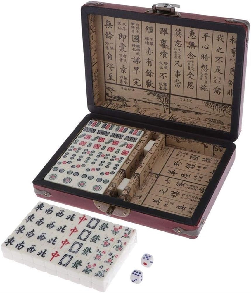 Mahjong cinese con tessere numerate con custodia da viaggio Pro Set completo di giochi Mahjong