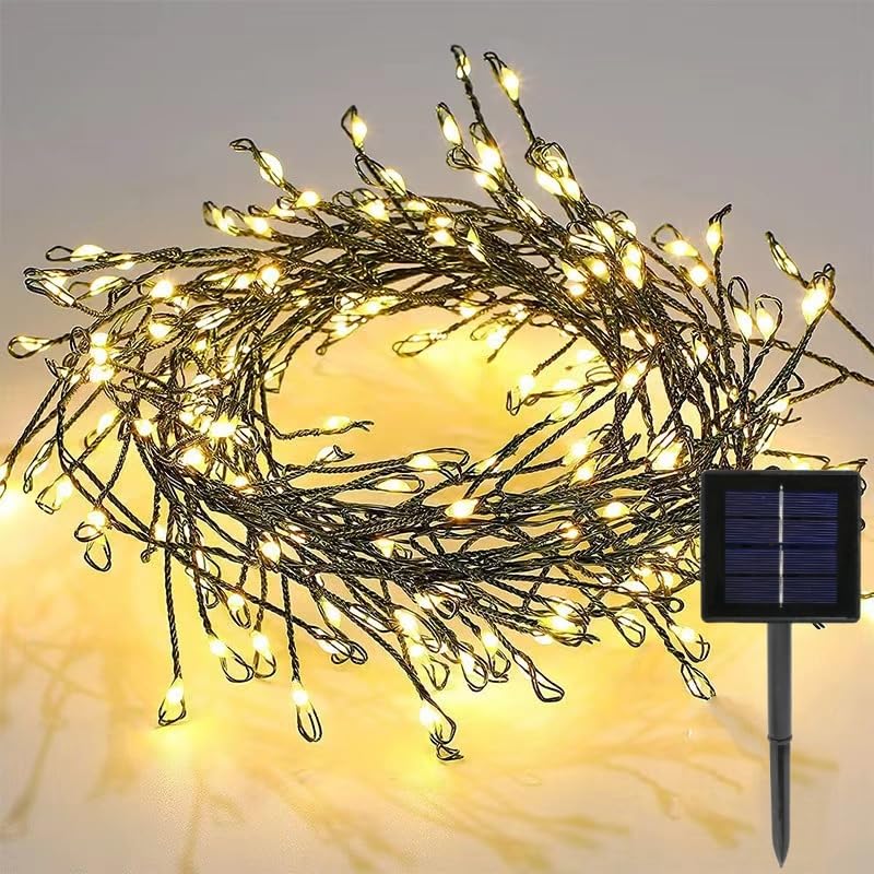 KISUFU Outdoor Solar Garland Light,100 LED Solar Garland Outdoor Christmas Tree Light Decorative Lamp for Garden Patio Trees Fence House Christmas Wedding