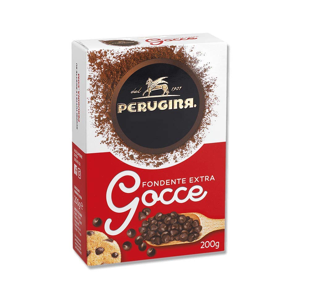 3x Perugina Gocce di Cioccolato Fondente Extra Dunkle Schokoladentropfen Gebäck Zutaten 200g Süße Dekoration Gluten-frei 100% Italienisches Produkt