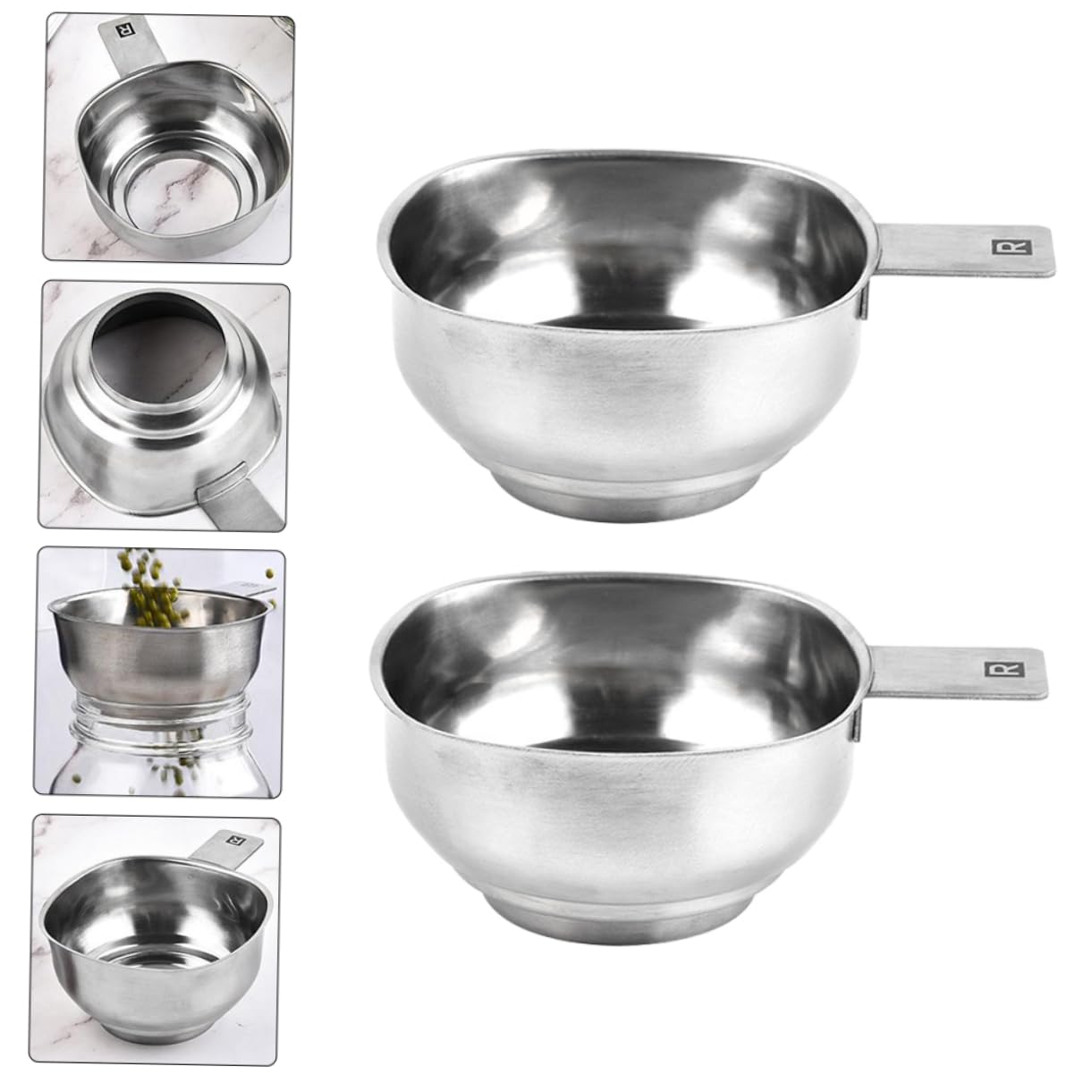 Gatuida 4piezas Embudo Inoxidable De Gran Capacidad Para Transferir y Especias Cocina