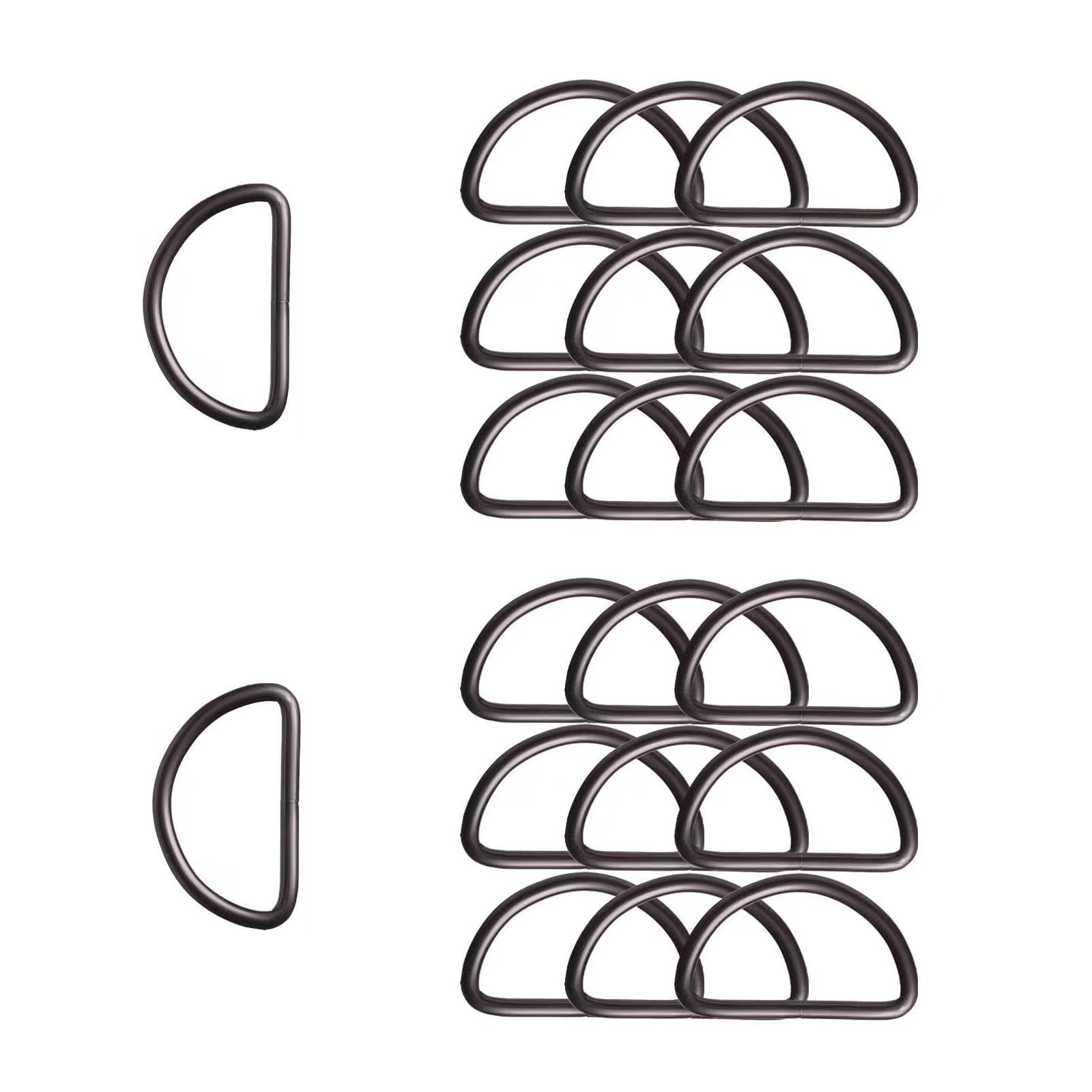ZoloAJay 20pcs 1-1/2"(38mm) D Rings Welded Strong Metal Black Semi-Circular D Ring for Pet Collars Hardware Bags Ring Buckle Strap Hand DIY Sewing