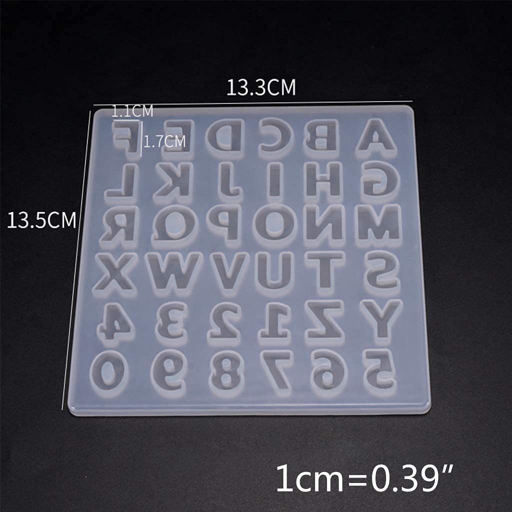 R H LIFESTYLE Creative DIY Multipurpose Transparent Silicone Expoxy Resin Casting Capital Alphabet & Number Mould Keychain Pendant Mold (Alphabet Mould Without Hole)