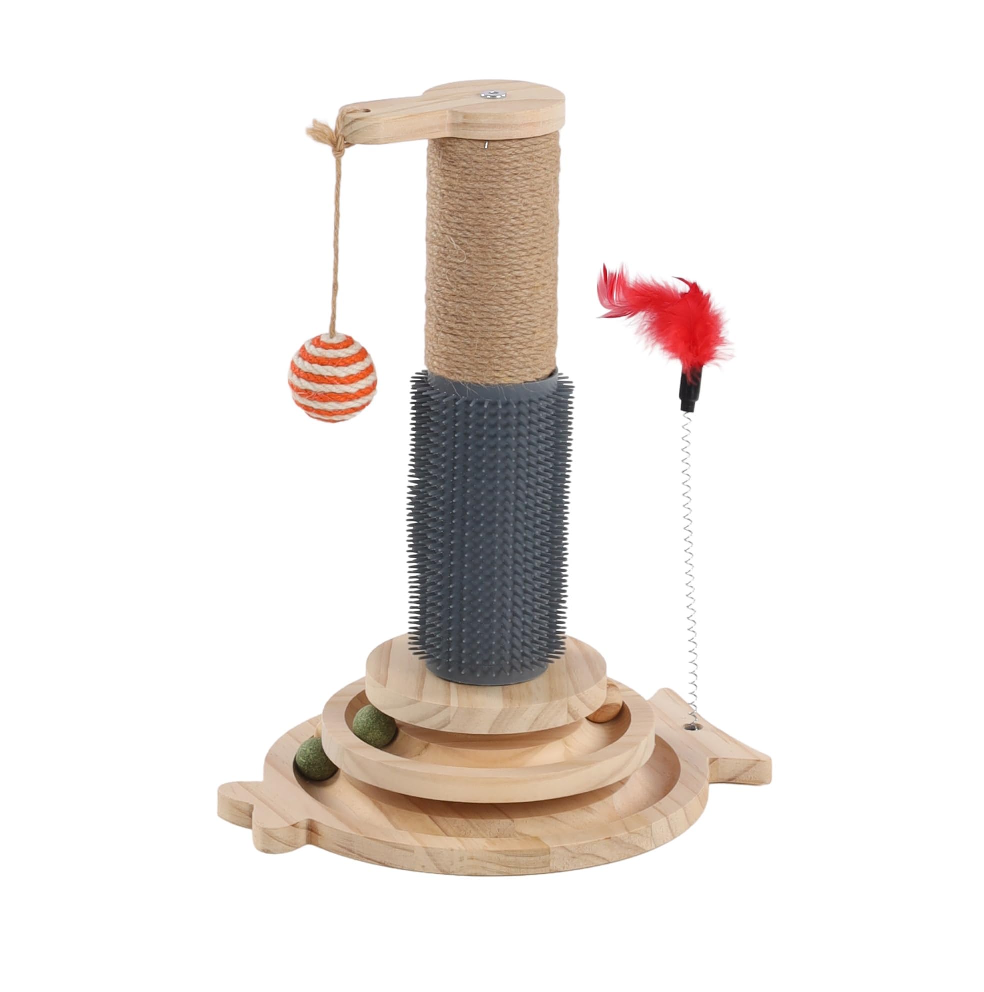 Jeu a Griffer pour Chat 26 x 40 cm Lex Plumes, Circuit a Balle et Brosse Massage