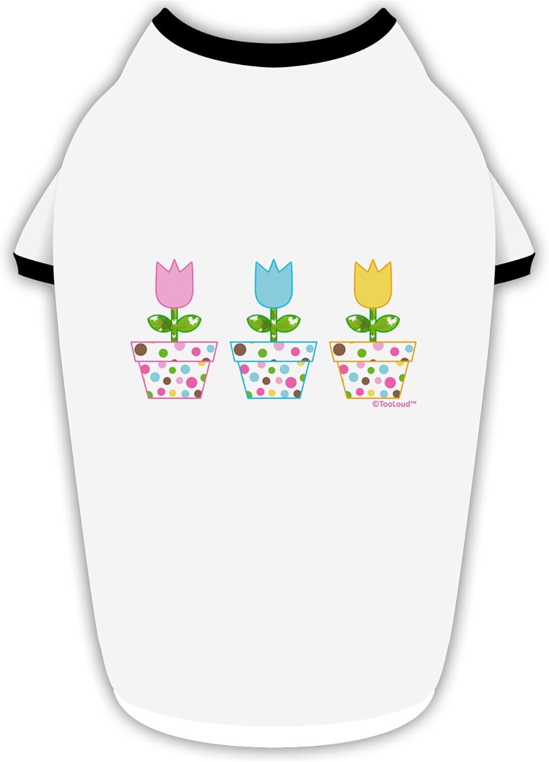 TOOLOUD Three Easter Tulips Cotton Dog Shirt White with Black XL