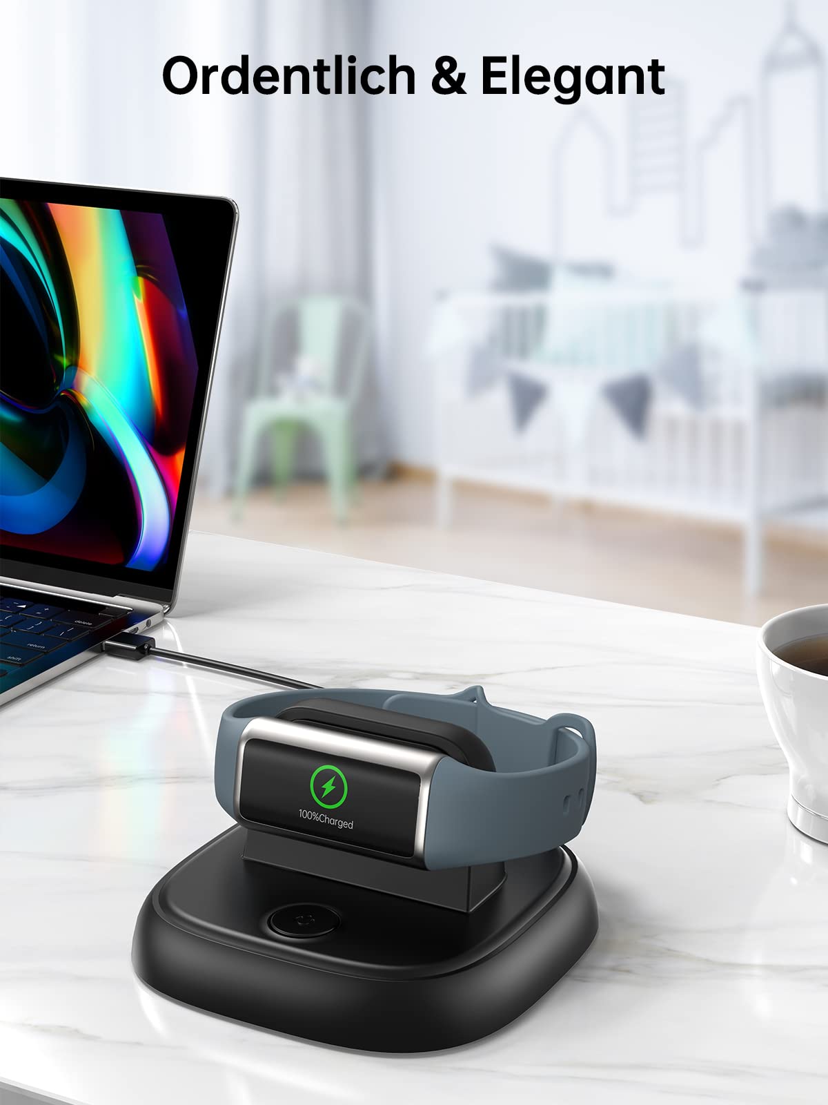 LVFAN Ladegerät für Fitbit Charge 6, Ladekabel mit Reset Taste, Schnell Ladegerät Ständer Smartwatch Ersatzkabel Magnetische Ladestation für Fitbit Charge 6/5 / Luxe - Schwarz