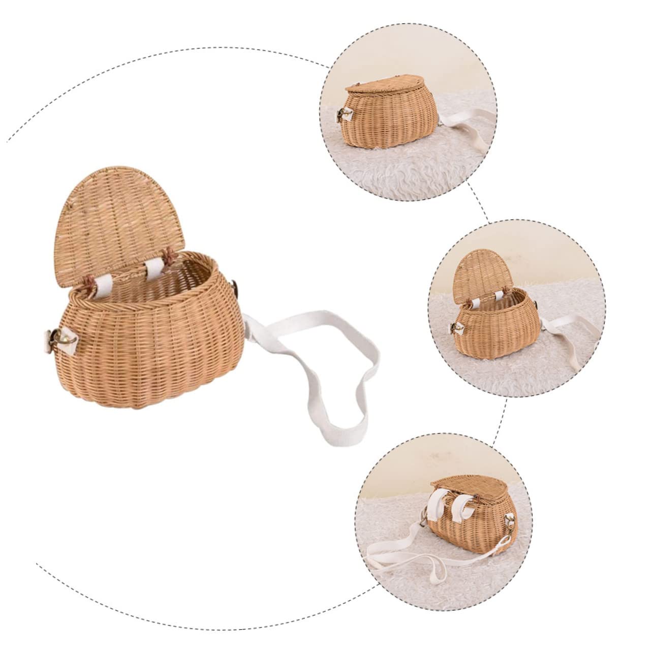 Beavorty 2 Piezas Bolso De Mimbre De Ratán Monederos para Mujer Bolso De Mano De Bolso Bandolera De Ratán Bolsa De para Mujer Bolso De Hombro De Mimbre Playa Balde Rota Viajar