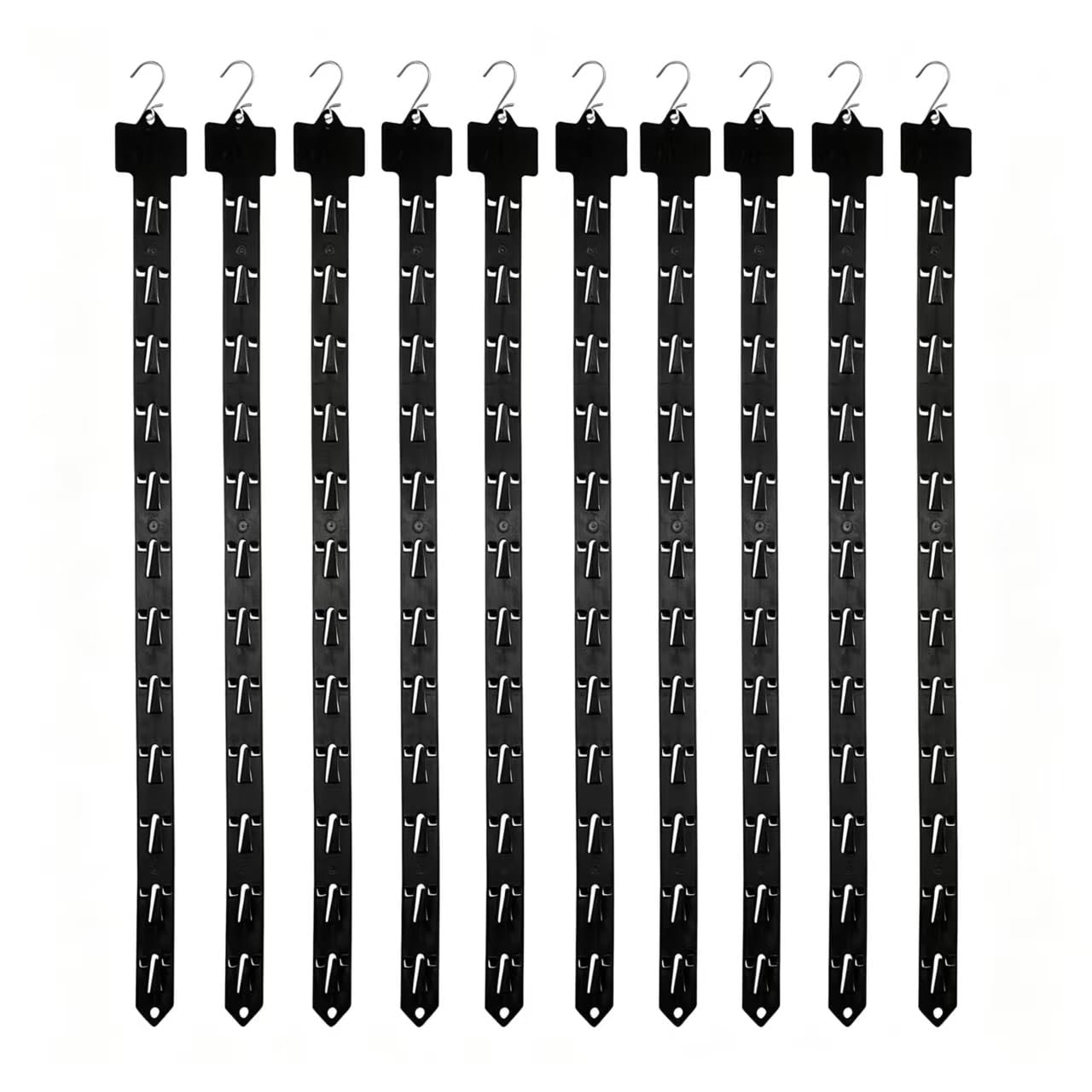 XABAMCJED Hanging Display Strips 24.61 Inch Plastic Snack Organizer with S Hooks for Retail Store Kitchen Pantry Black(10pcs)