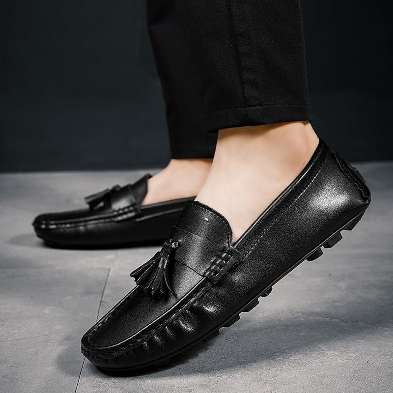 Mens Prom Loafers Faux Leather Classic Driving Loafers Round Toe Solid Color Slip-on3